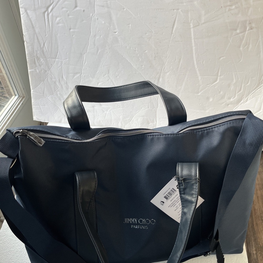 Jimmy Choo Parfums Navy Duffle Weekender Bag W/ Shoulder Strap Travel Tote New - Picture 11 of 16